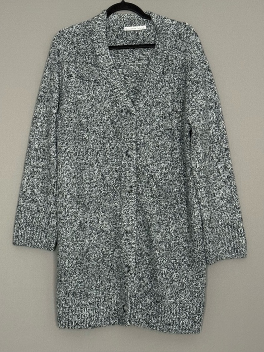 Abercrombie & Fitch Marled Longline Cozy Indie Cardigan Women Gray Black Large
